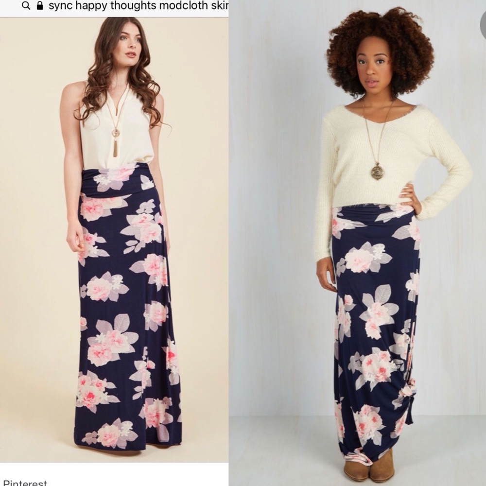 ModCloth Navy Floral Maxi Skirt